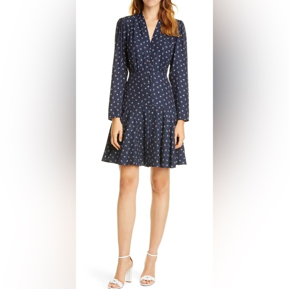 Tailored Rebecca Taylor Clover Print Dot Jacquard Dress size 0 NWT - Picture 2 of 6